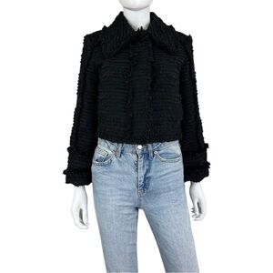 EQUIPMENT Black Tweed Cropped Jacket Size XS